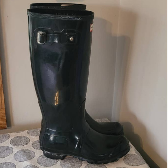 Hunter Original Gloss Black Tall Boots Women's Size 6 - Picture 5 of 6